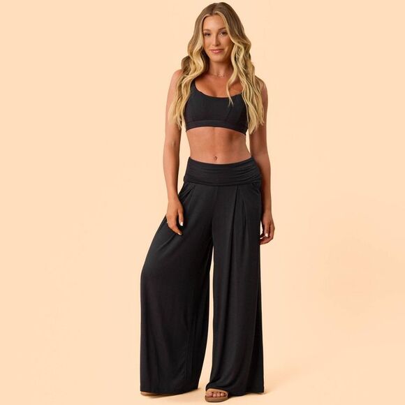 Blogilates - Women's Homebody Foldover Wide Leg Pant Black - Picture 3 of 4